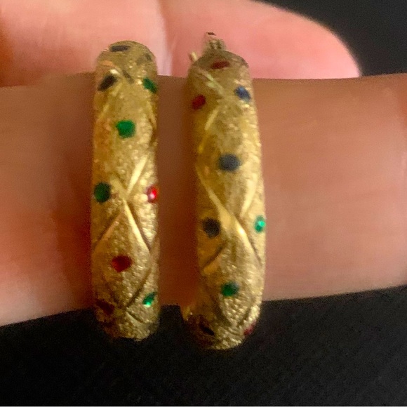 10kg. Pure gold. Hoops with rubies and Esmeralda - Picture 4 of 4